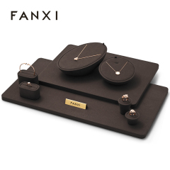 FANXI New Fashion Brown Earring Ring Necklace Display Set Jewelry Display Set