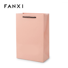 Pink Luxury Jewelry Packaging Gift Shopping Paper Bags with Logo Custom