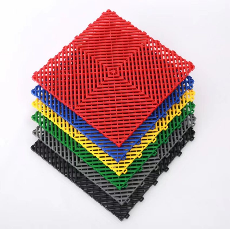 Free Design Customization Garage Floor Tiles Rigid Ribbed Waterproof Car Wash Floor