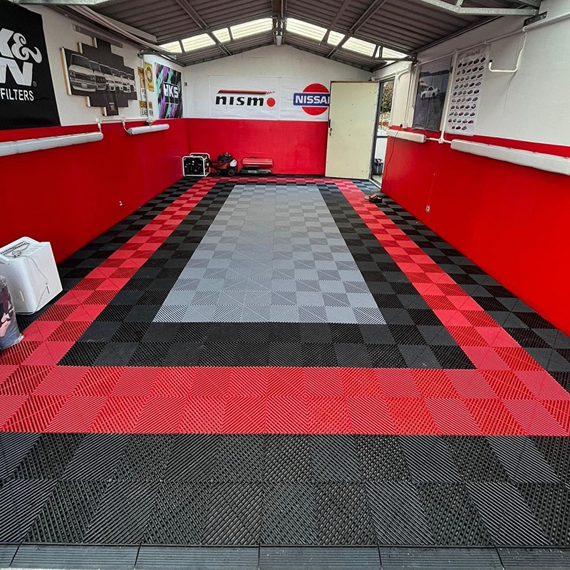 Free Design Customization Garage Floor Tiles Rigid Ribbed Waterproof Car Wash Floor