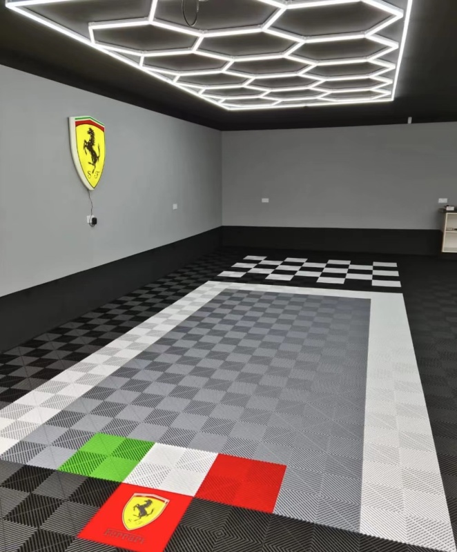Custom logo heavy duty rubber floor tiles for workshops garage modular flooring