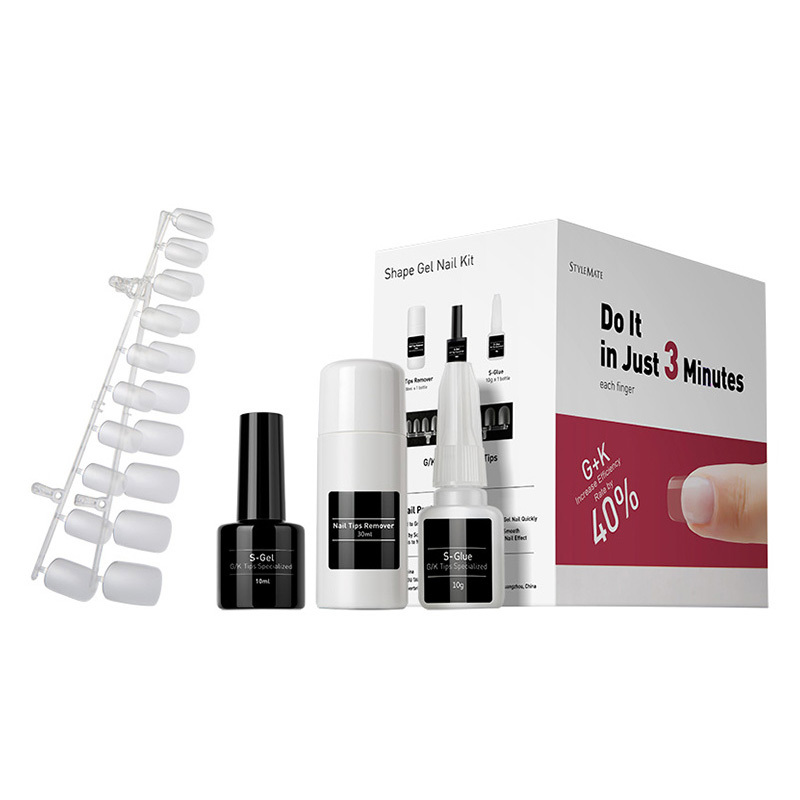 Nail Extension Set 3-minutes Shape Gel Nail Kit K and G Ultrathin False Nails With Glue and Nail Remover