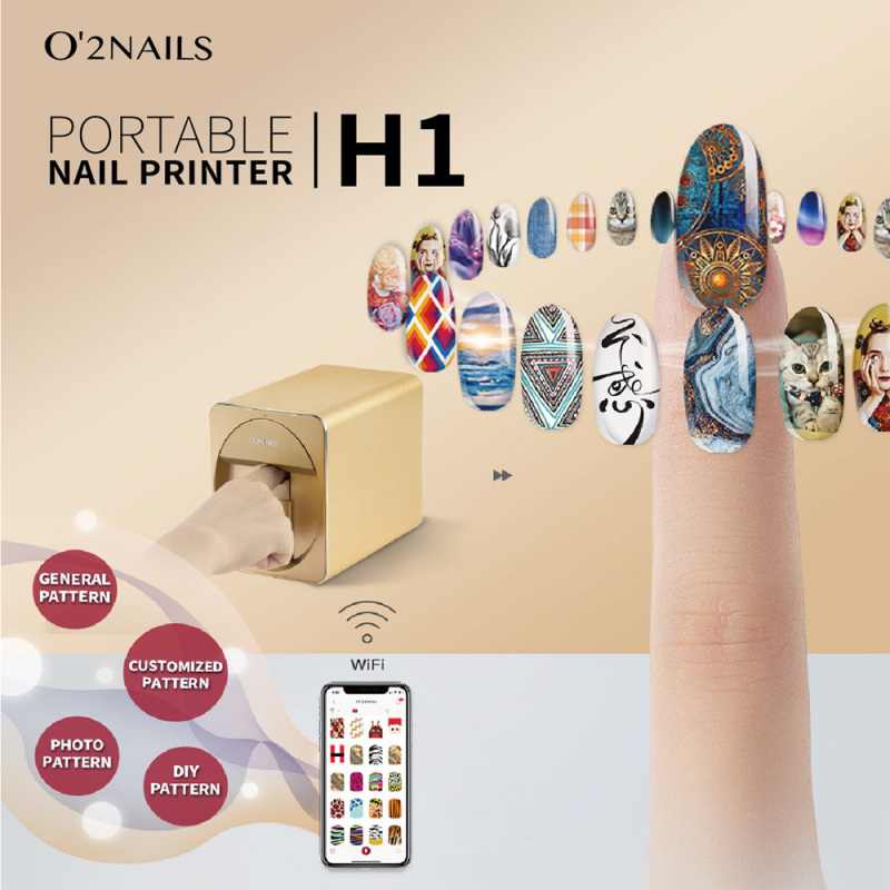Intelligent Portable Nail Printer H1 Aluminium Alloy Nail Art Pringing Machine for Home-Use