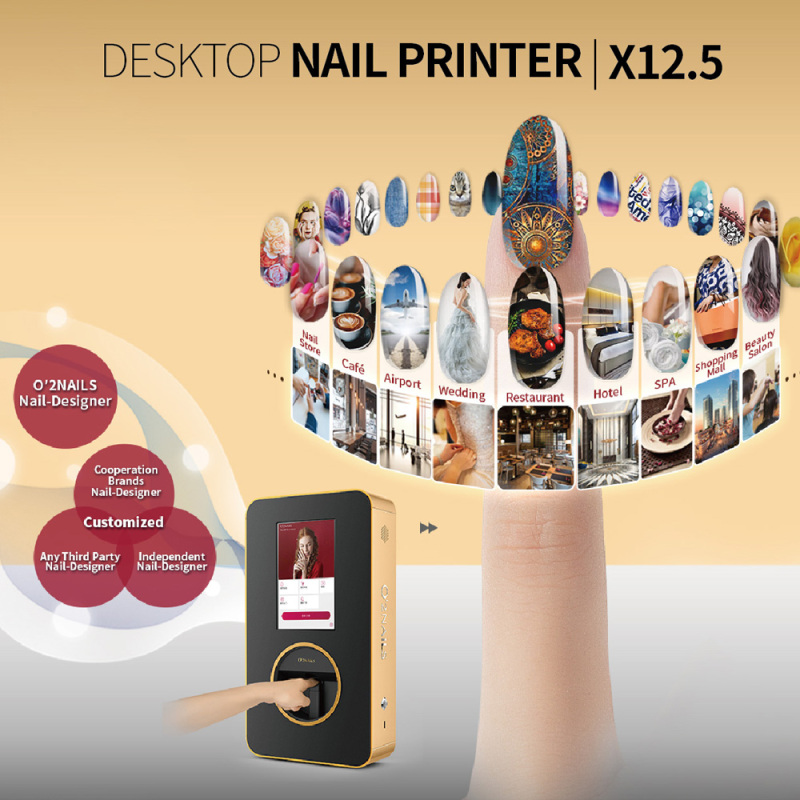 O2nails Nail Printer X12.5 Desktop Wall Hanging Design Nail Printer for High-end Commercial Nail Art Service