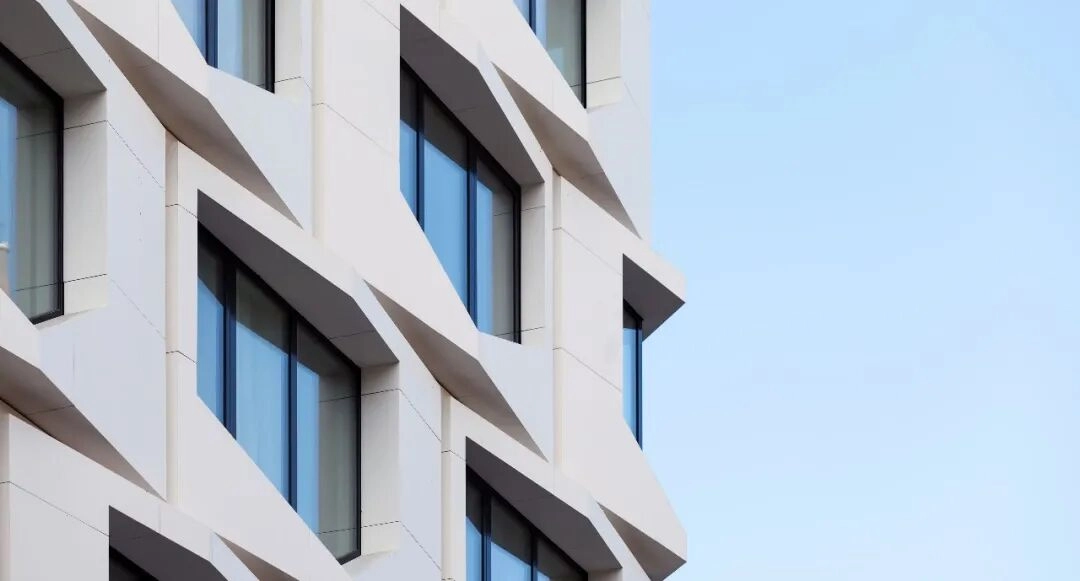 Modern residential building facade exterior view