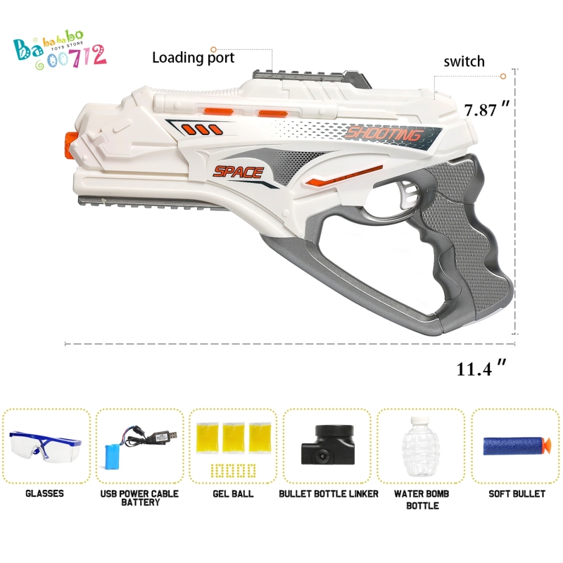 2 in 1 Gel Blaster Toy Space Gun Electric Splatter Bullet Shoot for Kids Toy Gun(US Buyer only)