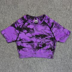 purple short sleeves