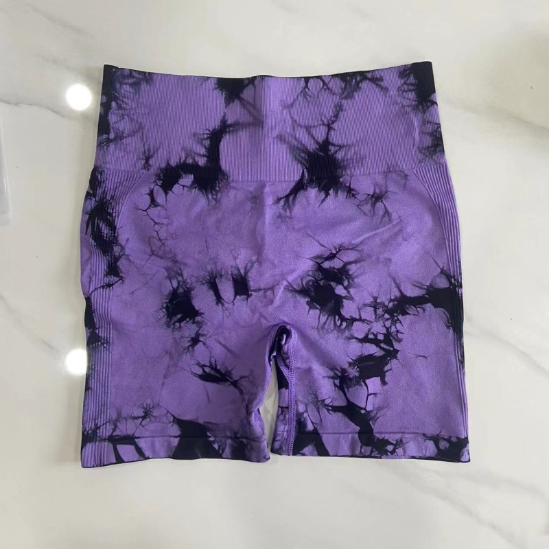 European and American wholesale cross-mirror fitness tie-dye women's butt lift tight shorts sports quick-drying running peach yoga shorts