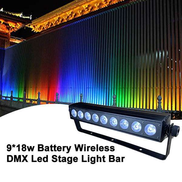 9*18w 6in1battery powered wireless dmx led bar light