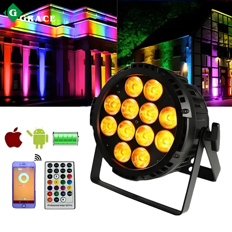 12*18W  6in1 IP65 battery powered wifi wireless dmx led par with remote control