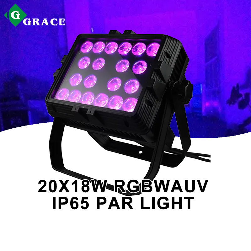 20x18w RGBWAUV DMX512 Rainproof IP65 Square Par Light