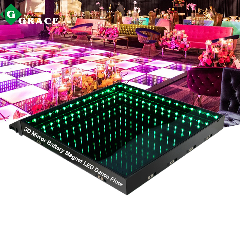Igracelite Battery 3D Mirror Lighted Led Dance Floor For Wedding Party Stage