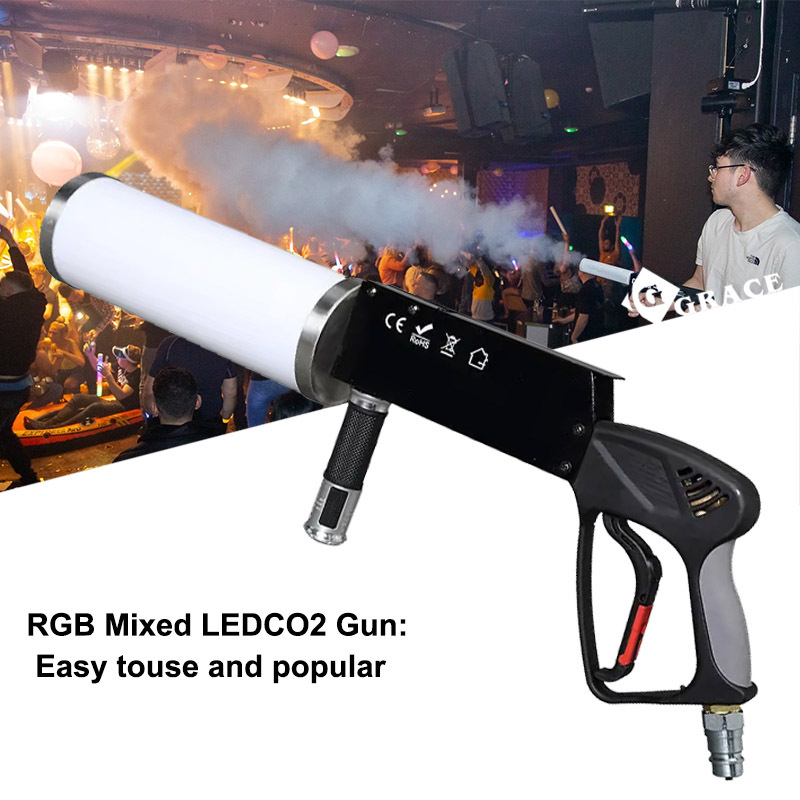 LED CO2 Gun for dj fogger CO2 Jet machine with rgb color changing handhold led co2 launcher flashlight