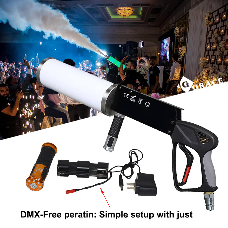 LED CO2 Gun for dj fogger CO2 Jet machine with rgb color changing handhold led co2 launcher flashlight