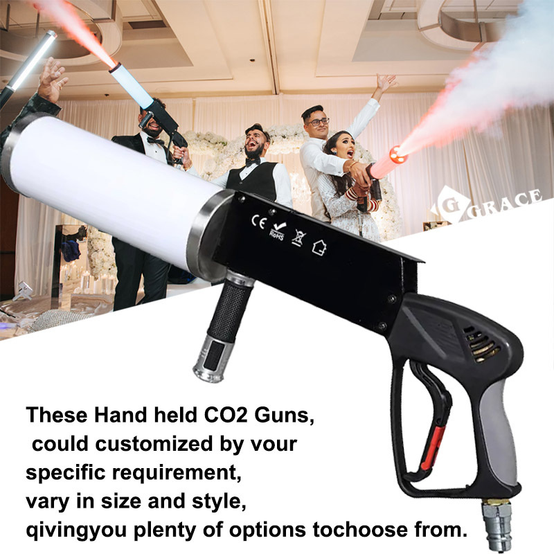 LED CO2 Gun for dj fogger CO2 Jet machine with rgb color changing handhold led co2 launcher flashlight