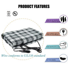 Flame Resistant Electric Car Blanket Heated 12 Volt Travel Throw For Car and RV For Cold Weather