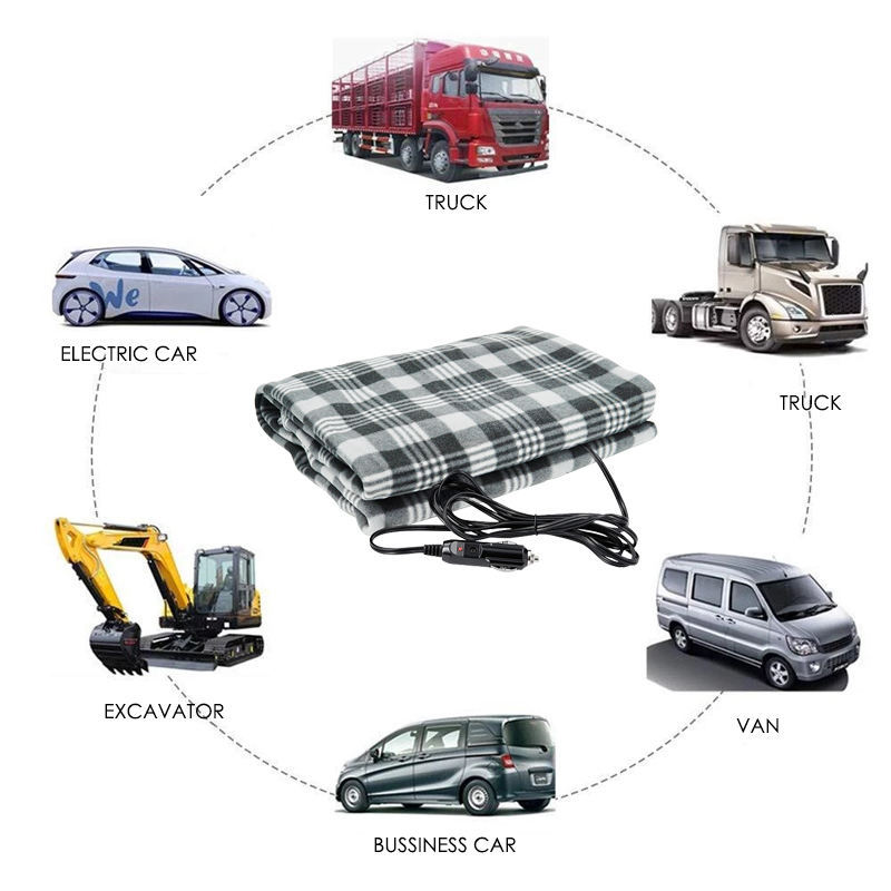 Flame Resistant Electric Car Blanket Heated 12 Volt Travel Throw For Car and RV For Cold Weather