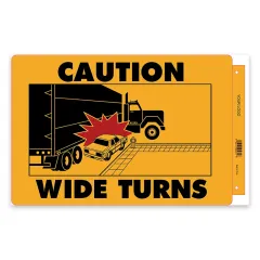 Caution Wide Turns Truck Decal with Truck and Car Graphic Driving Warning Decals Wide Turns Sticker