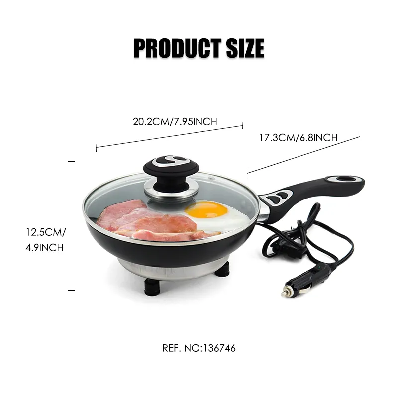 Scratch resistant nonstick mini shaped frying pan aluminum 12V portable car frying pan