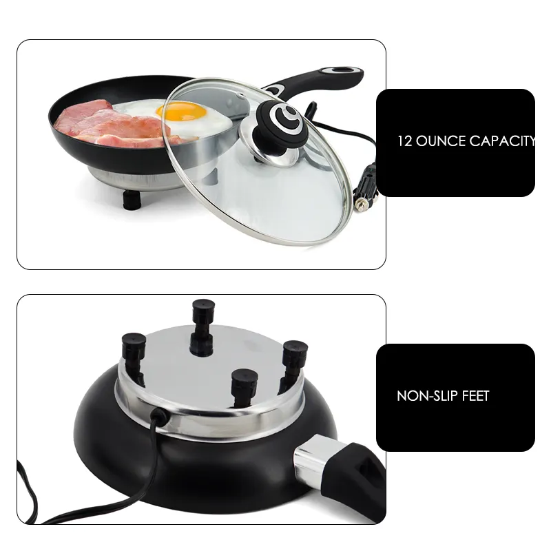 Scratch resistant nonstick mini shaped frying pan aluminum 12V portable car frying pan