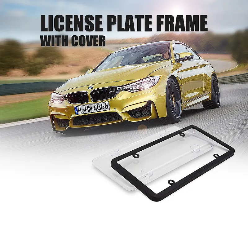 High Quality Plastic Car ABS License Plate Frame With PC Cover