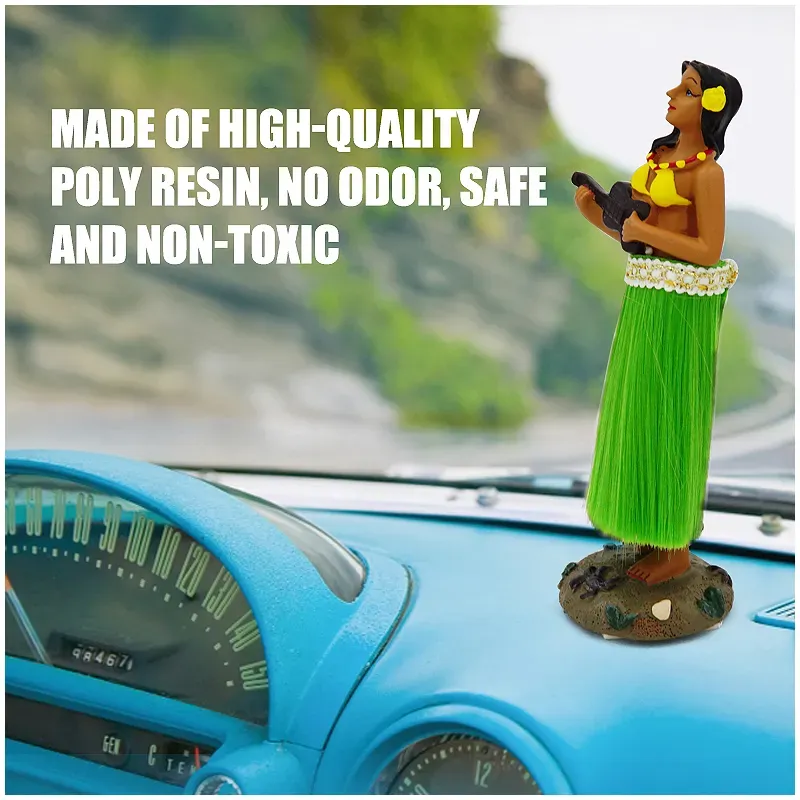 Hawaiian Hula Girl Dashboard Doll with Ukulele Bobbleheads for Car Dashboard