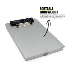 Metal Aluminum Dual Storage Foldable Folding Clipboard Box Nursing Metal with Calculator and Pen Holder Storage