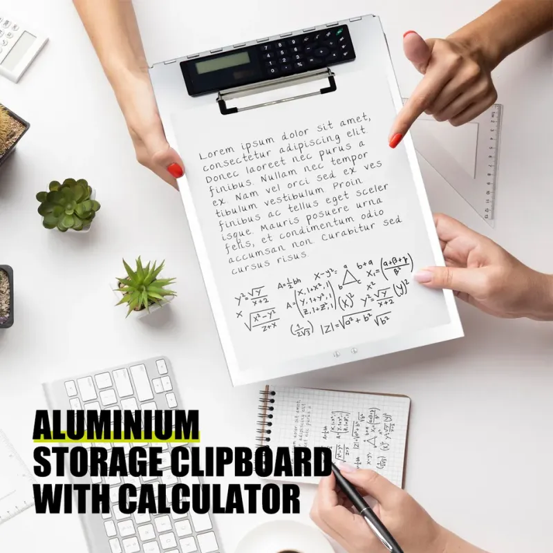 Metal Aluminum Dual Storage Foldable Folding Clipboard Box Nursing Metal with Calculator and Pen Holder Storage