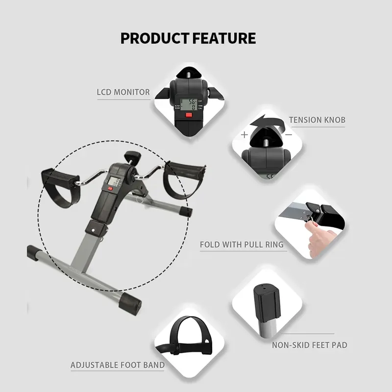 Indoor home exercise bike portable folding mini cycle with digital LCD display