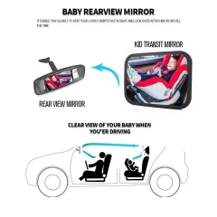 Black Or Oem 26*16cm Rear View Mirror Car Camera Baby Car Back Seat View Mirror