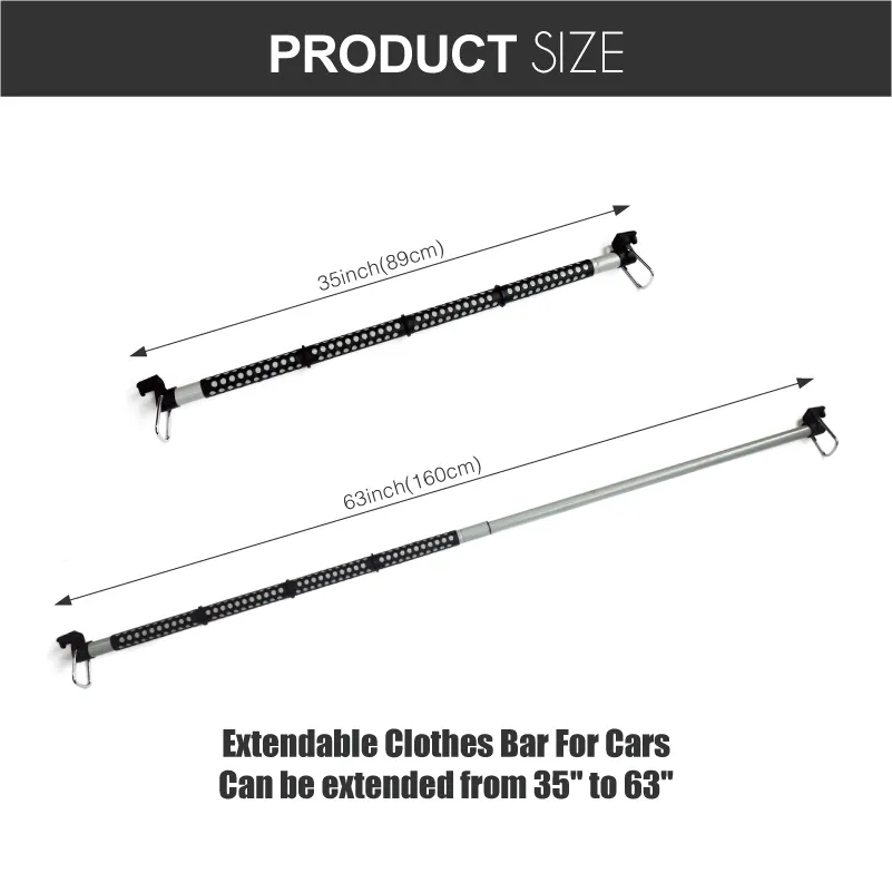 Expandable Clothes Hanger Clothing Rod Bar Garment Rack Holder For Cars