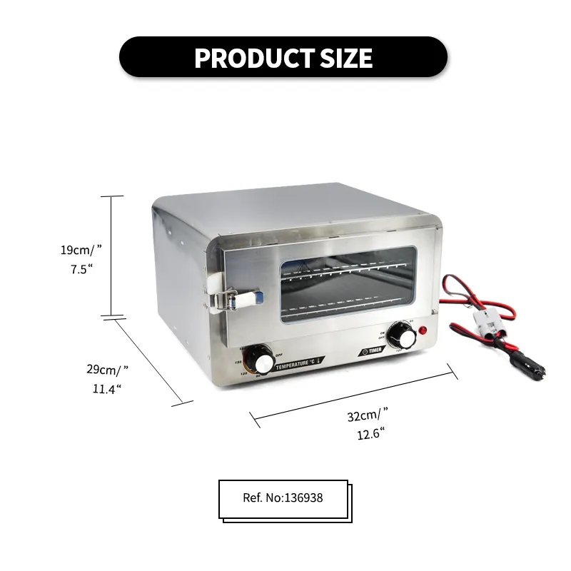 DC12V 120W Stainless Steel Toaster Oven Food Heater Portable Microwave For Car/Truck/Camping