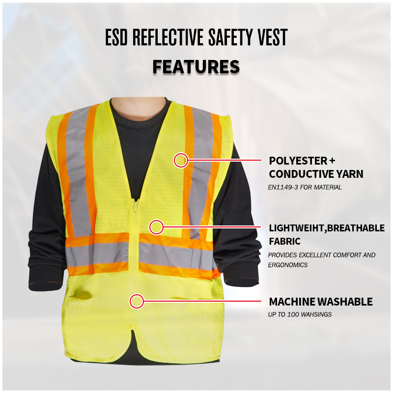 ESD High Visibility Reflective Safety Vest Anti Static