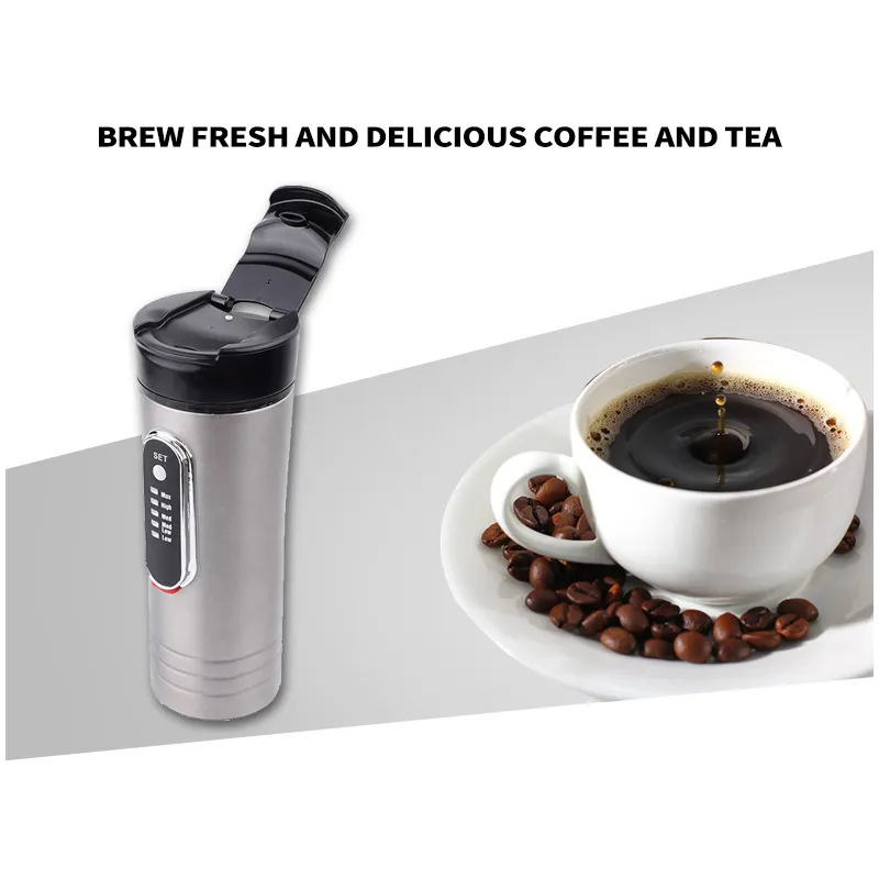 12V Stainless Steel Mini Coffee Cup Travel Kettle Heated Mug