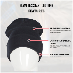 Anti Static Black Custom Logo Flame Resistant Fr Winter Thermal Men Fire Proof Hat Beanie