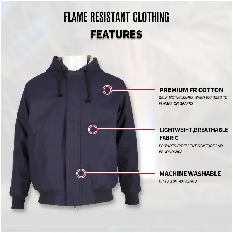 OEM fashion Flame Resistant FR retardant hoodie safety clothing coat jacket