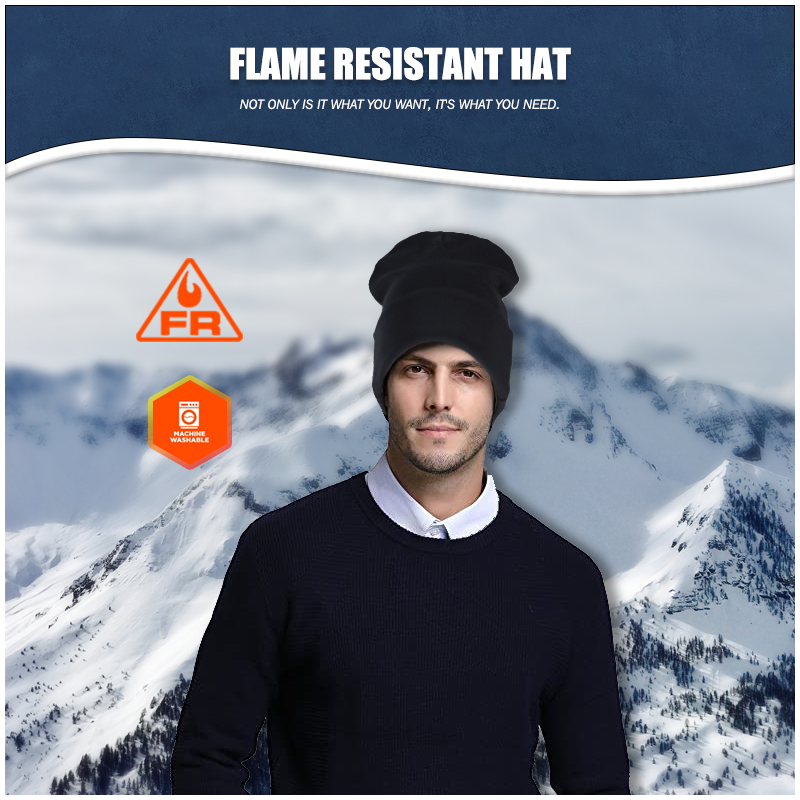 Anti Static Black Custom Logo Flame Resistant Fr Winter Thermal Men Fire Proof Hat Beanie