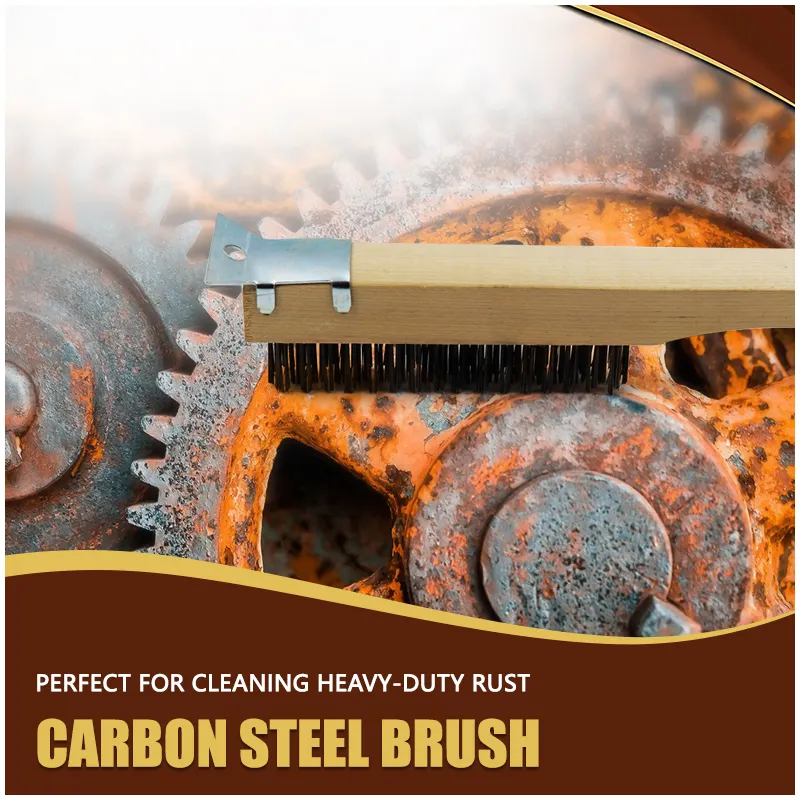 Rust Cleaning Polishing Wire Scratch Brush Manufacturer with Wood Handle