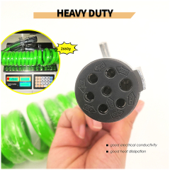 15ft Green Electric ABS Power Coil Leads Trailer Electrical Power Cord