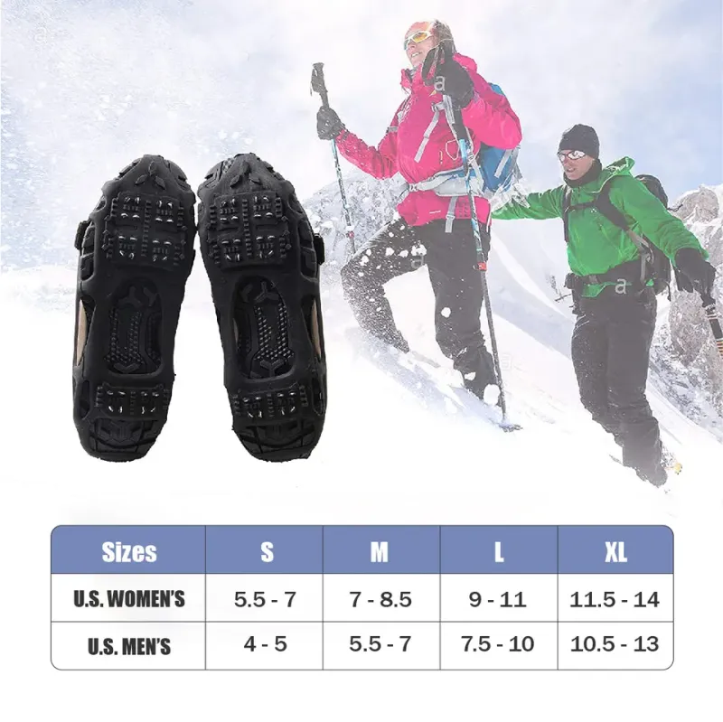 Snow Grips Ice Cleats with 24 Spikes for Hiking Boots and Shoes