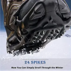 Snow Grips Ice Cleats with 24 Spikes for Hiking Boots and Shoes