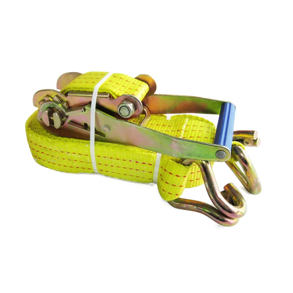 2"x15' Heavy Duty Ratchet Tie Down Strap With Steel Dual J-Hooks 2200LBS Working Load