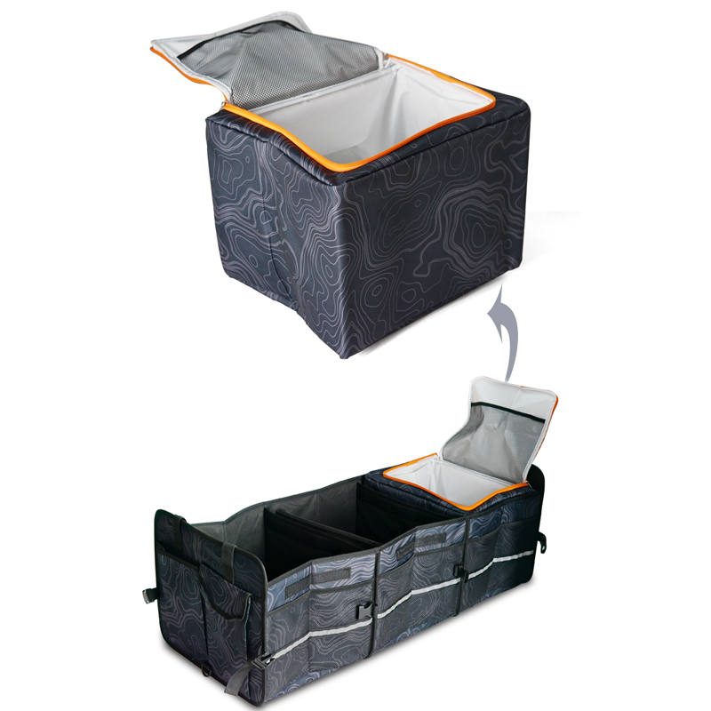 Trunk Organizer With Reflective Stripe For Car 3 Large Compartments Foldable Waterproof Portable Car Storage Box