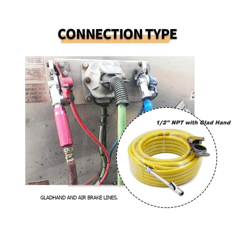 Air PVC 50' Tire Inflator Hose Kits with Gladhand Air Chuck Hose