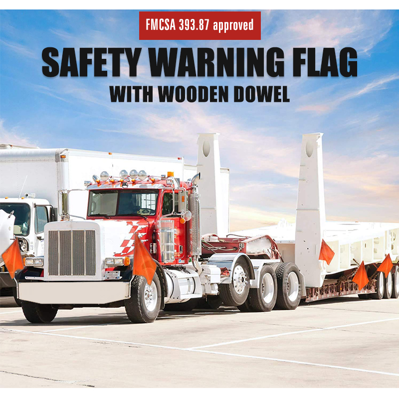 FMCSA 393.87 approved 18 x 18 Inch PVC Mesh Jersey Mesh Safety Flag With Wooden Dowel ANSI Reflective Webbing
