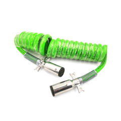 15ft Green Electric ABS Power Coil Leads Trailer Electrical Power Cord