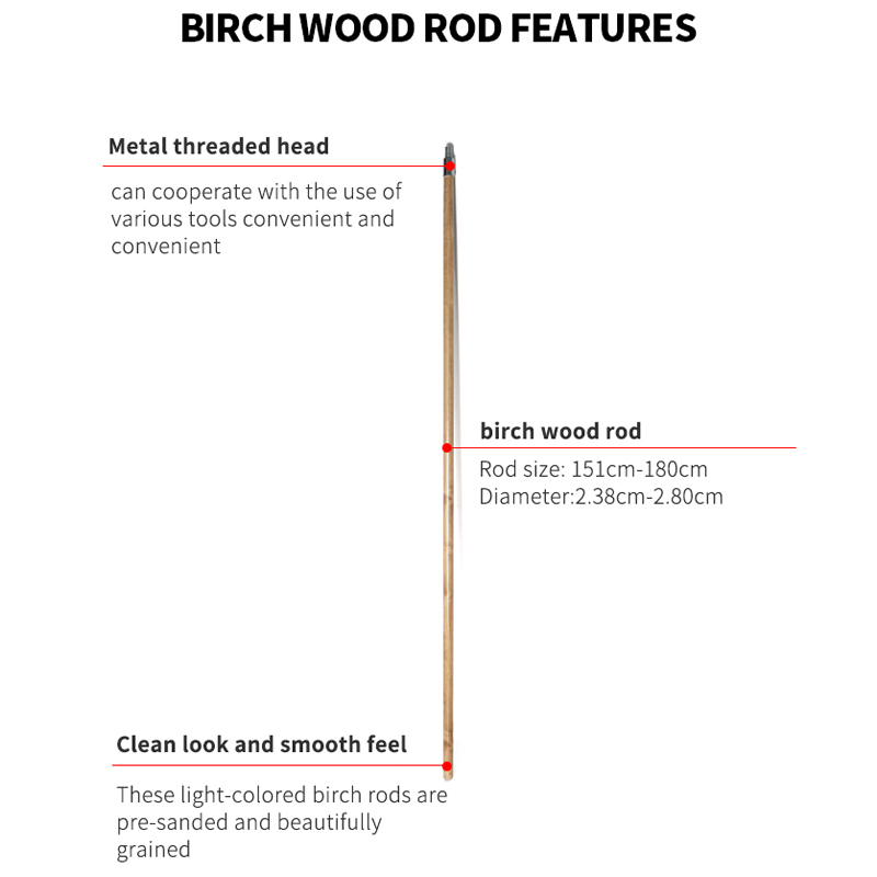 Birch Wood Rod Cleaning Broom Stick for paint broom