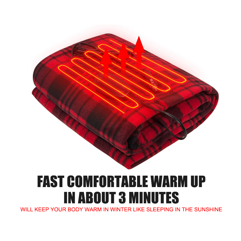 Flame Resistant Electric Car Blanket Heated 12 Volt Travel Throw For Car and RV For Cold Weather