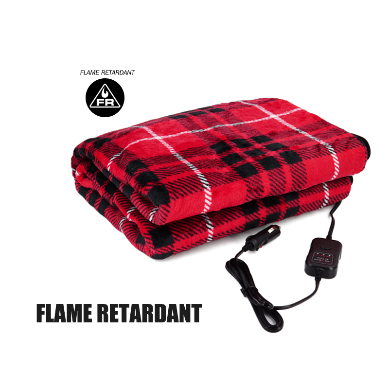 Flame Resistant Electric Car Blanket Heated 12 Volt Travel Throw For Car and RV For Cold Weather