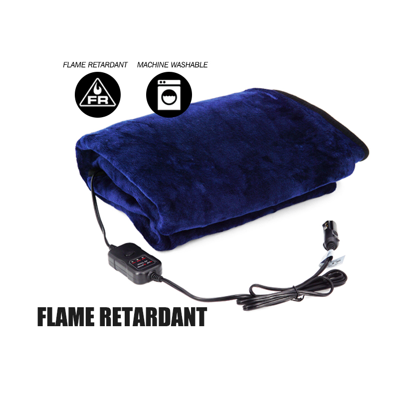 Flame Resistant Electric Car Blanket Heated 12 Volt Travel Throw For Car and RV For Cold Weather Machine Washable
